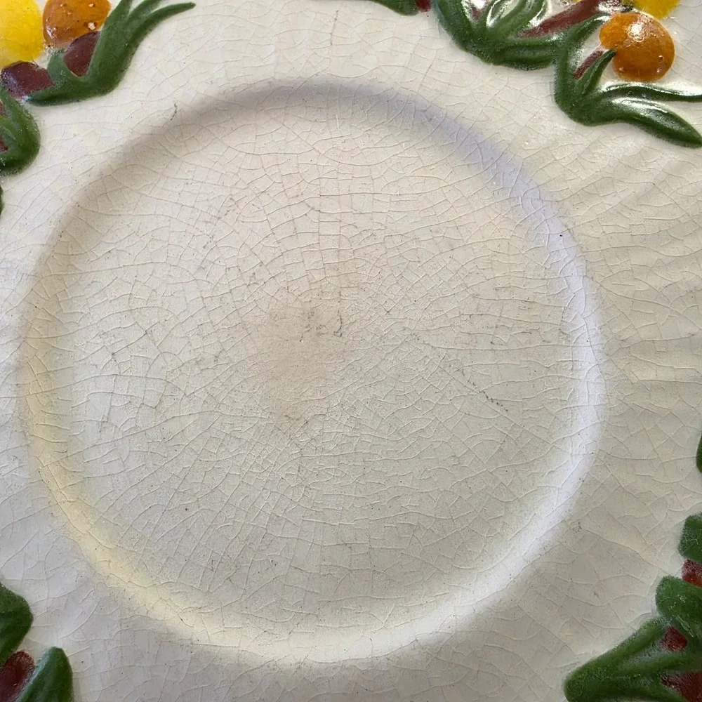 Vintage Hand Painted‎ Stoneware Plates Set Of 2 Mushroom Motif 8